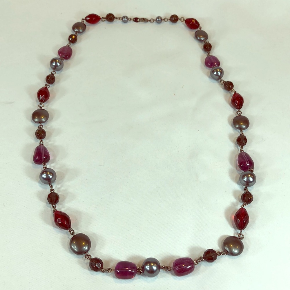 30”BW Bohemian purple, wine, smoke & black chain